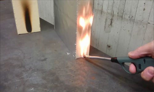 Fire test on PU panel