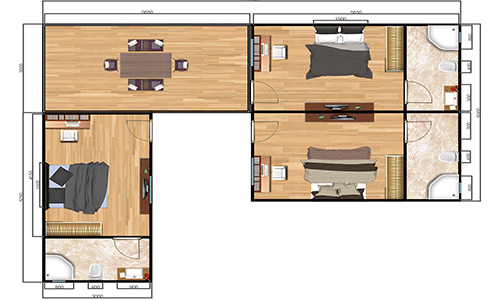 several containers room plan