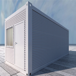 Container house with corrugated metal sheet