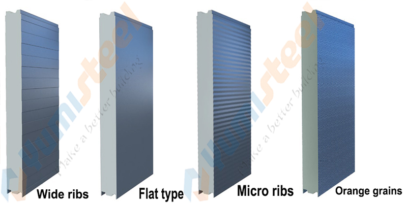 Sandwich panel ribs type