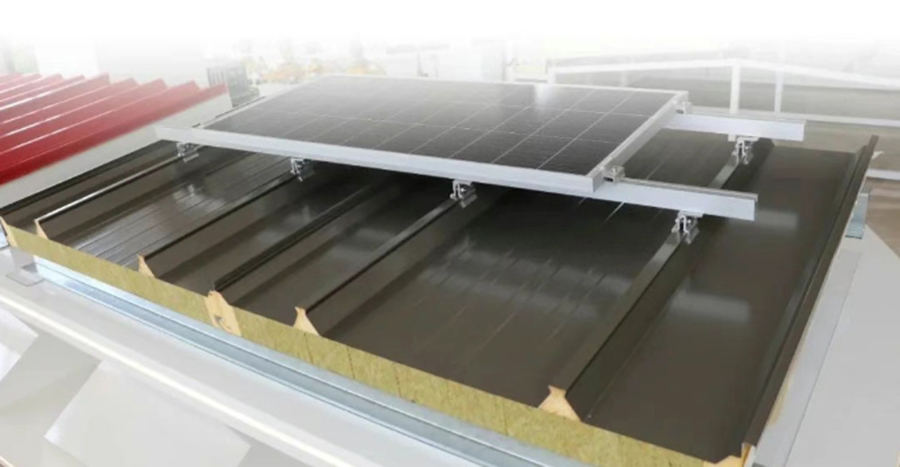 Solar panels on sandwich roof panels