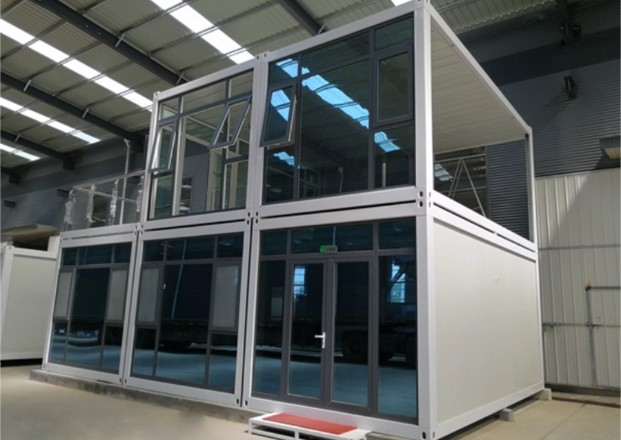 Container House with Glass Curtain Wall 