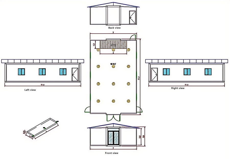 40FT church container house project drawing