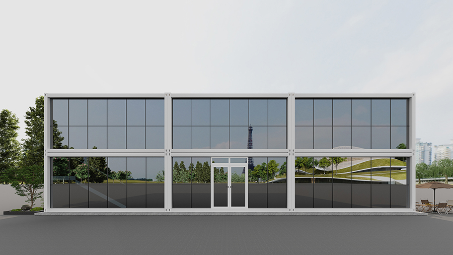 Front of the office container building