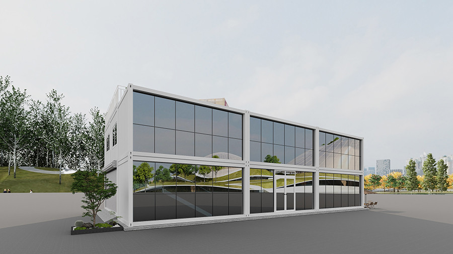 Front of the office container building