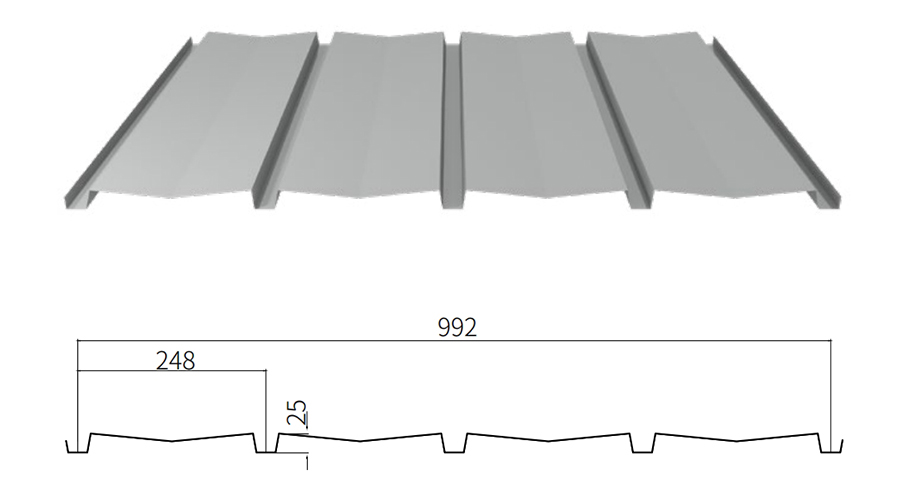 YX25-248-992 Corrugated Sheet YX25-248-992 Corrugated Sheet