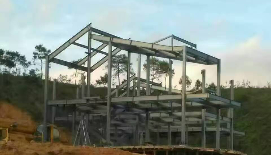 Steel structure construction site