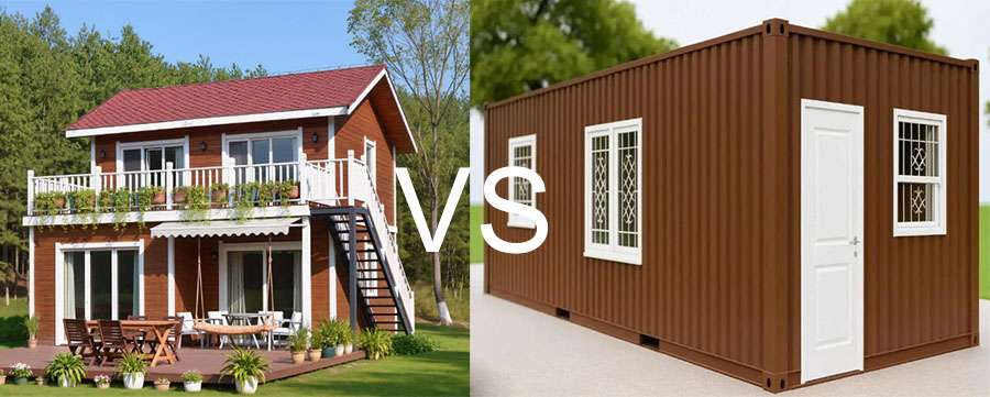 light steel villa vs container house
