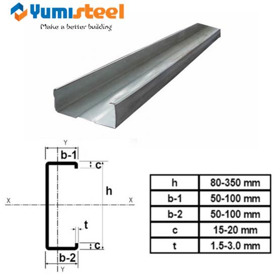 Metal C purlin for loft floor