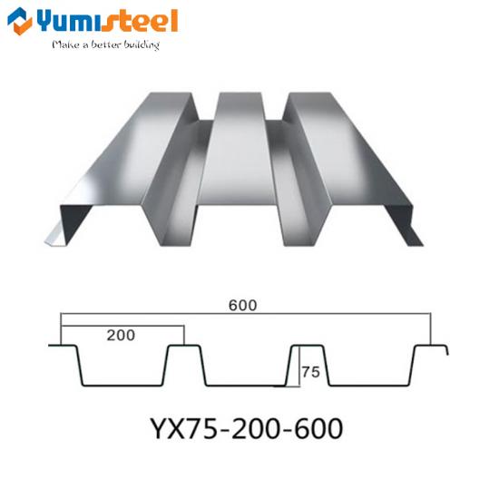YX75-200-600 floor decking sheet